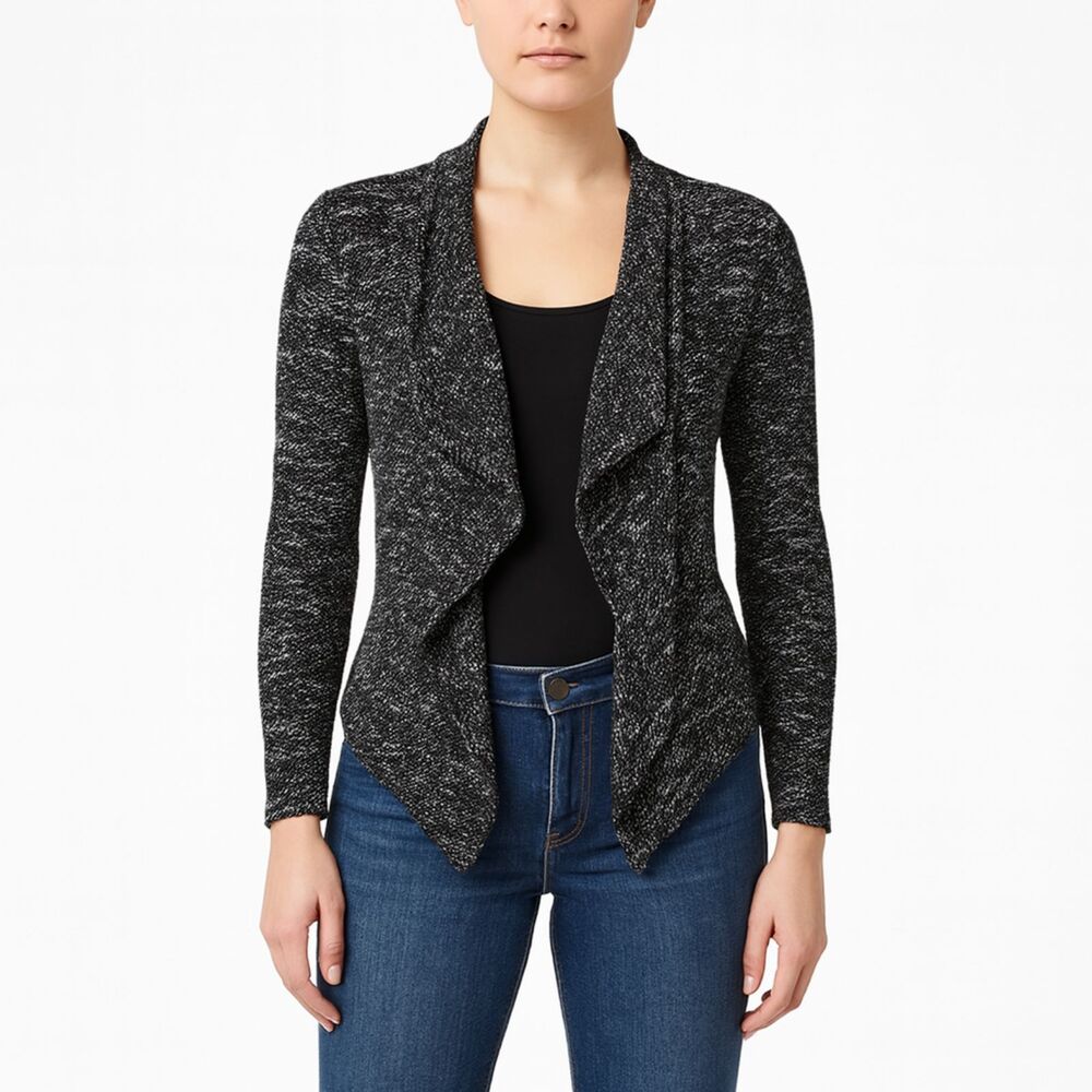 BNCI by Blanc Noir Women's grey open cardigan asymmetrical size S casual preppy